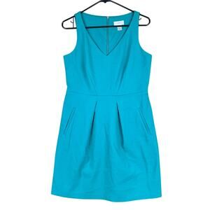 Ann Taylor LOFT Womens Dress Green Petite V Neck Sleeveless Bodycon Stretch 8P
